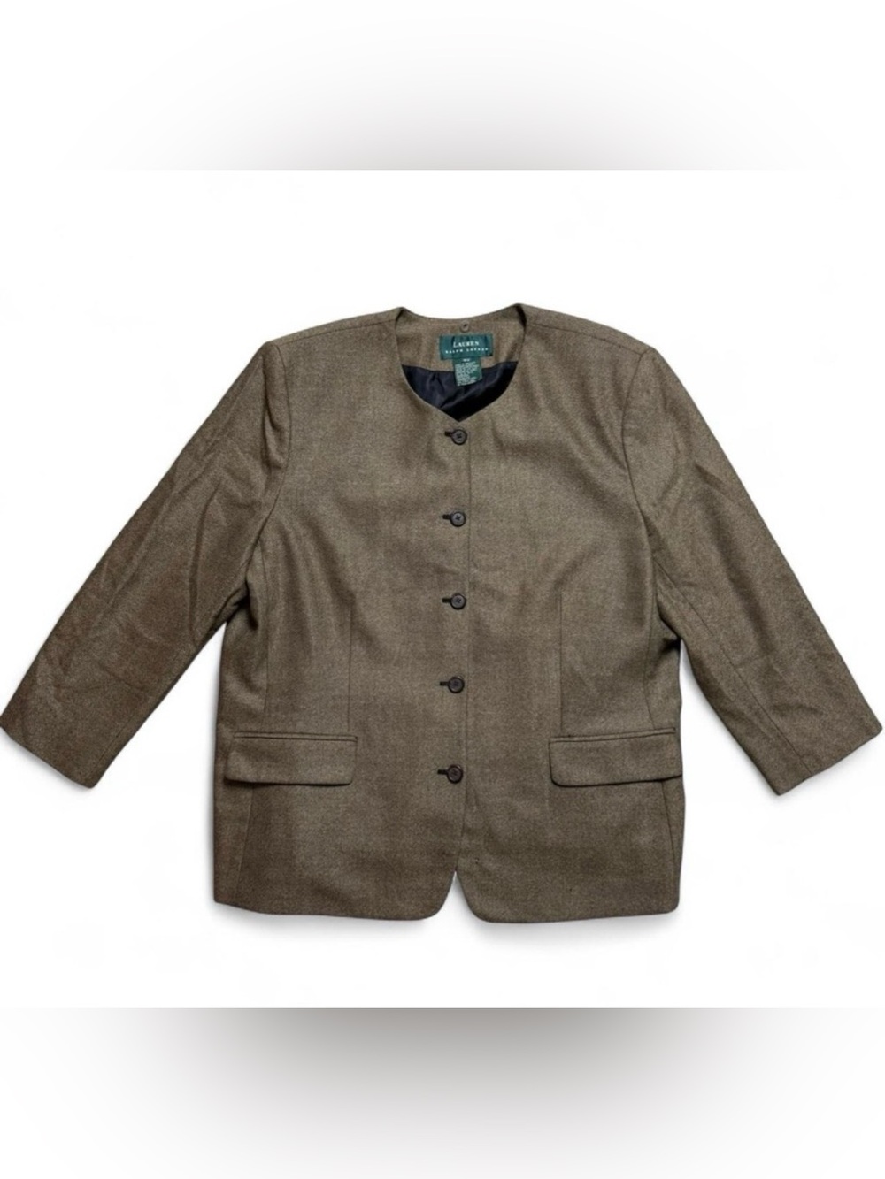 Lauren Ralph Lauren Brown Wool Blend Button Up Blazer Womens Size 18 W